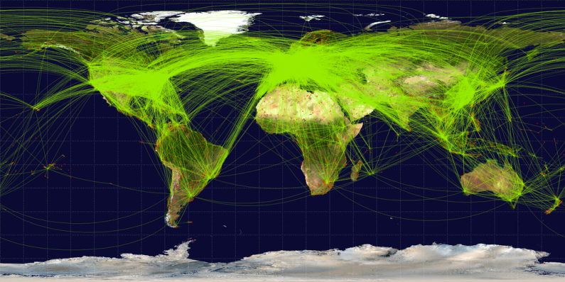 International plane flight map