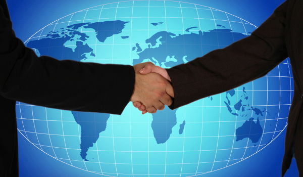 International/global business handshake