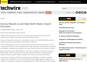 techwire article Survey Results Could Help North State’s Export Economy
